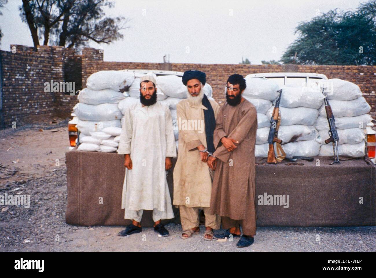 Drug traffickers captured near PAK-AGHAN border with 1,135 Kgs of Opium, 12 Kgs of Morphine, Dalbandin - Pakistan. Stock Photo