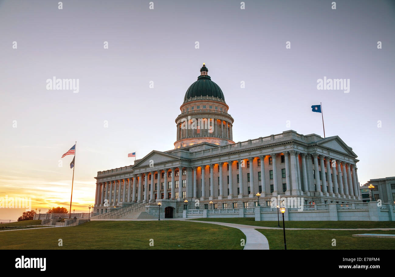 Utah state capitol building in Salt Lake City in the evening Stock Photo