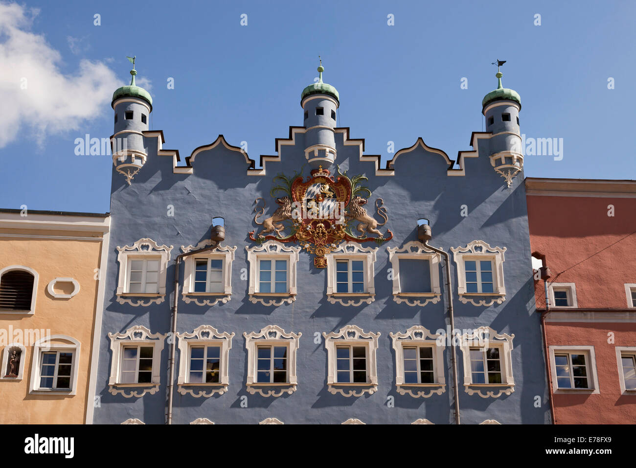 ancient former Government Building in Burghausen, Bavaria, Germany, Europe Stock Photo