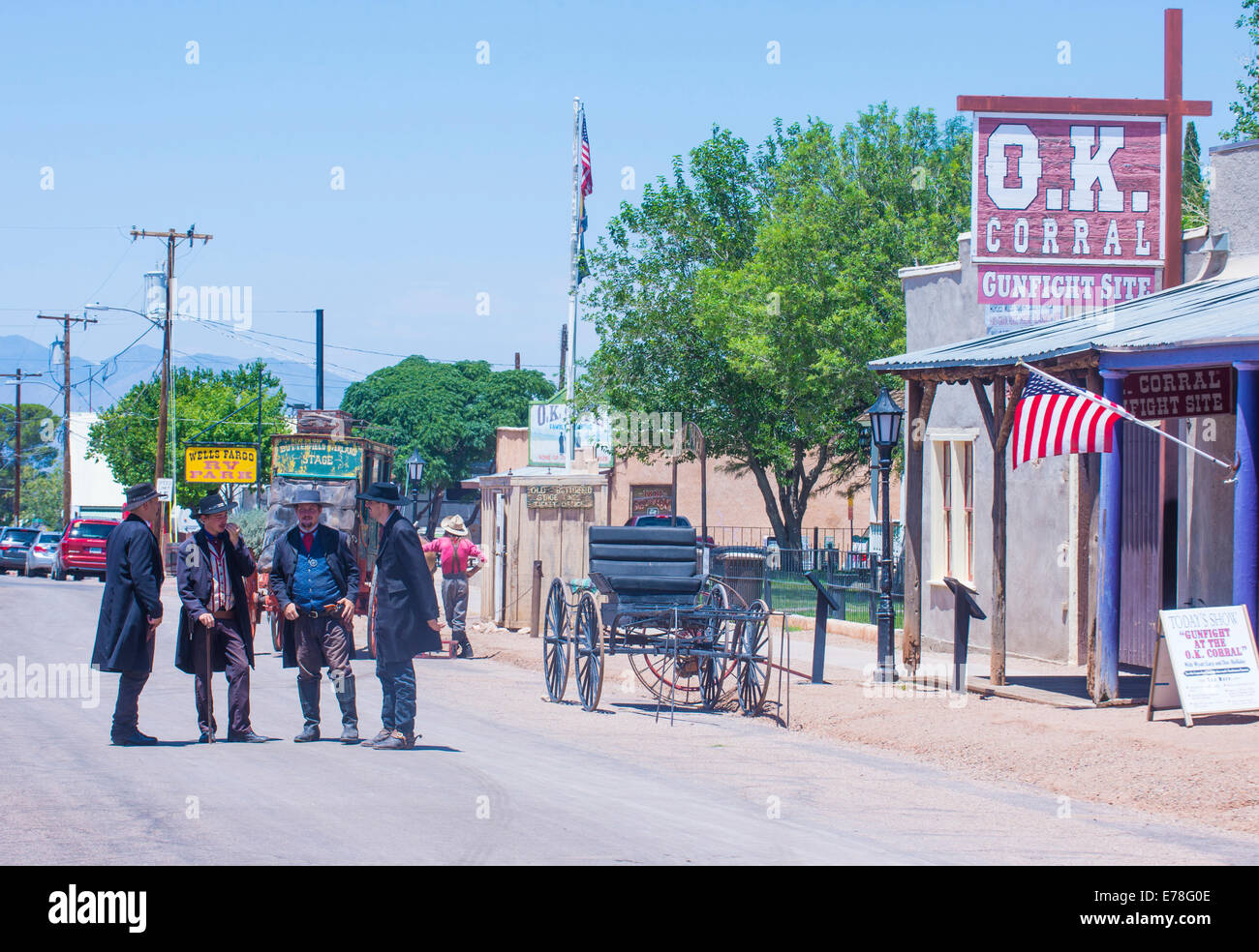 Actors takes part in the Re-enactment of the OK Corral gunfight in Tombstone , Arizona Stock Photo