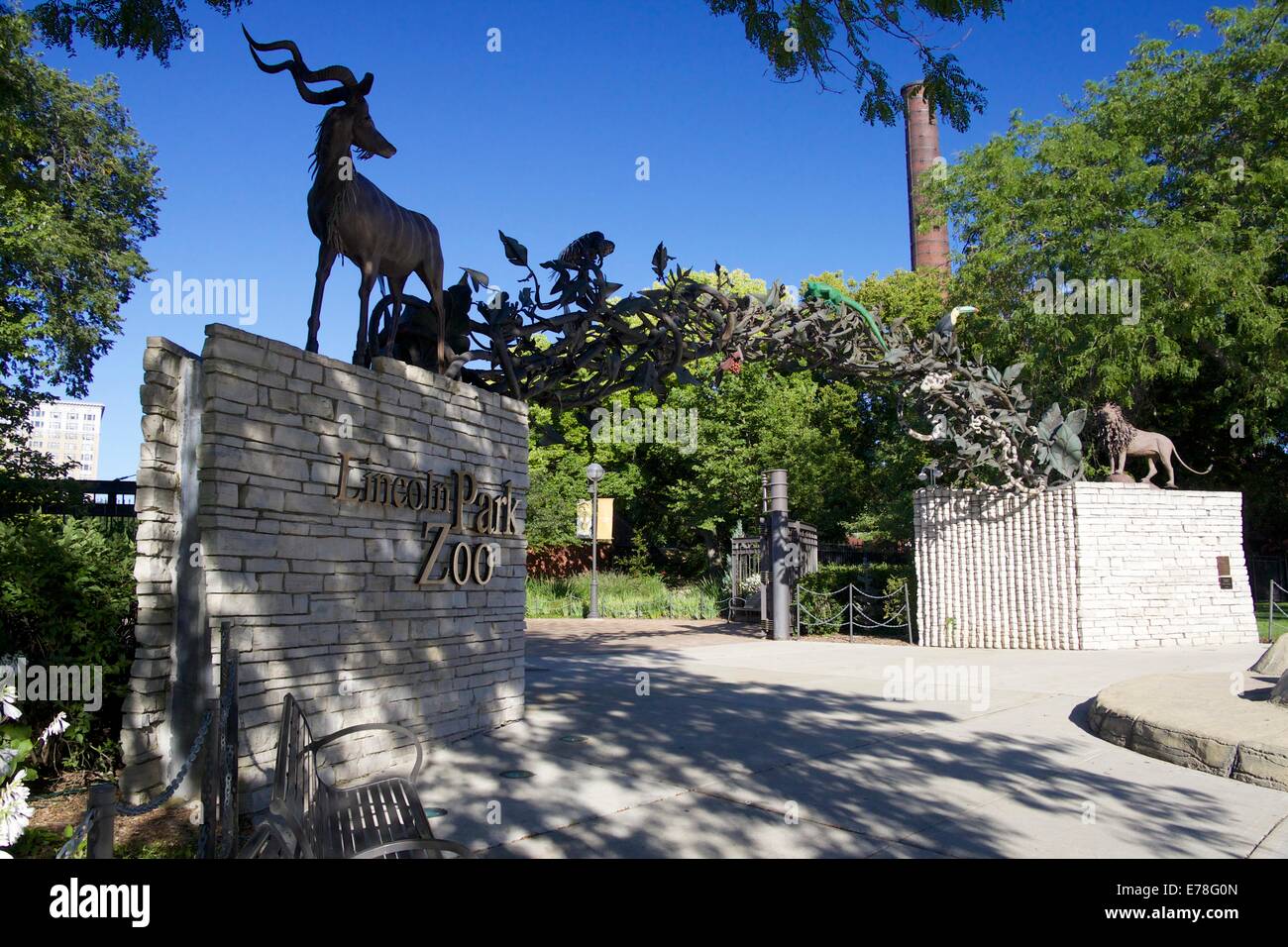 Lincoln Park Zoo east entrance. Chicago, Illinois. Stock Photo
