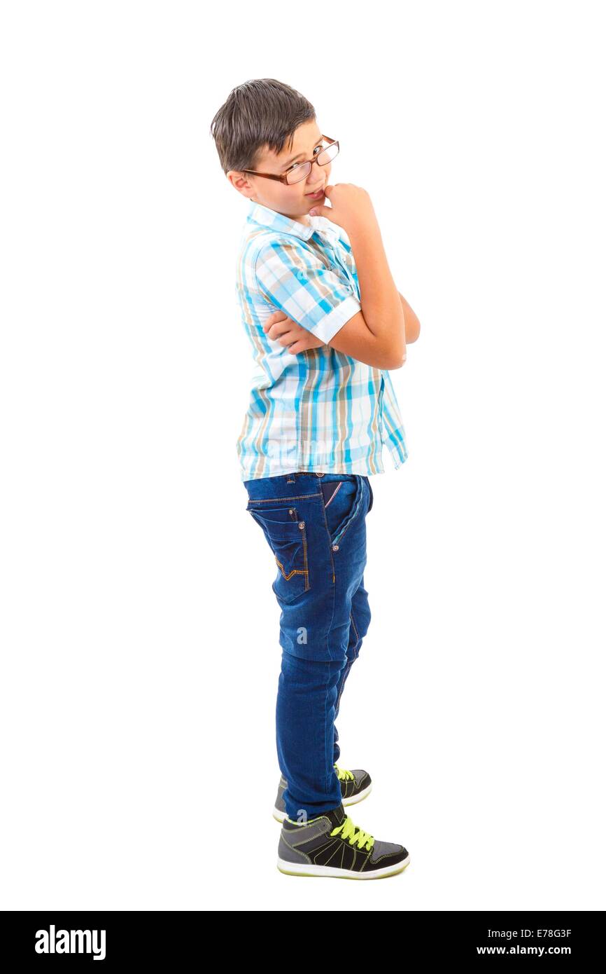 Portrait of little boy  isolated on white background Stock Photo