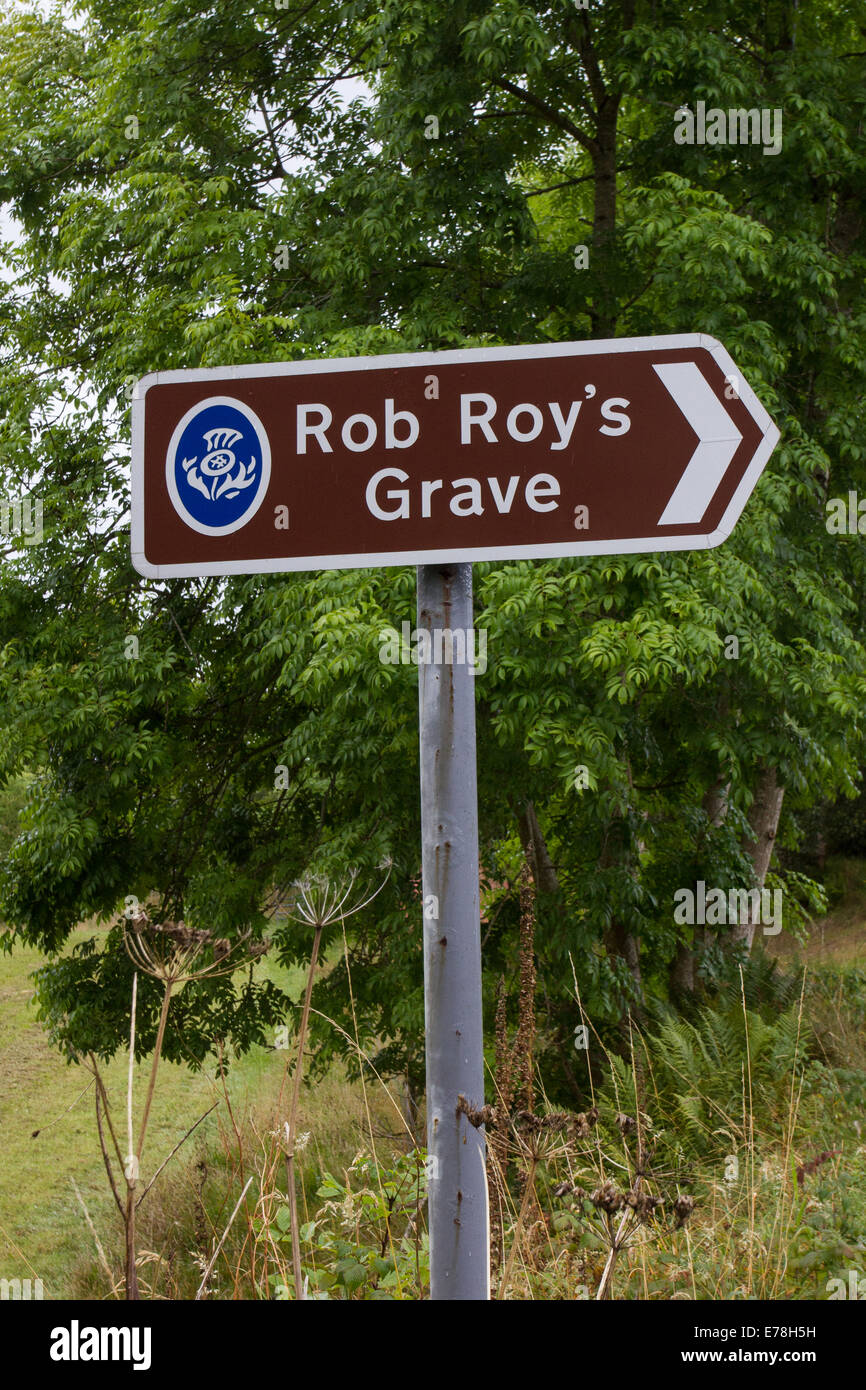 Rob Roy's Grave in the hamlet of Balquhidder above Loch Voil in Loch Lomond and The Trossachs National Park nr Glasgow Scotland Stock Photo