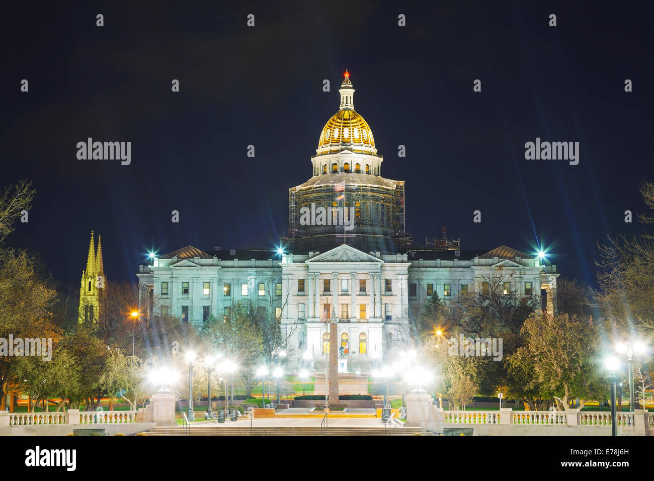 Colorado state capitol building in Denver in the night time Stock Photo