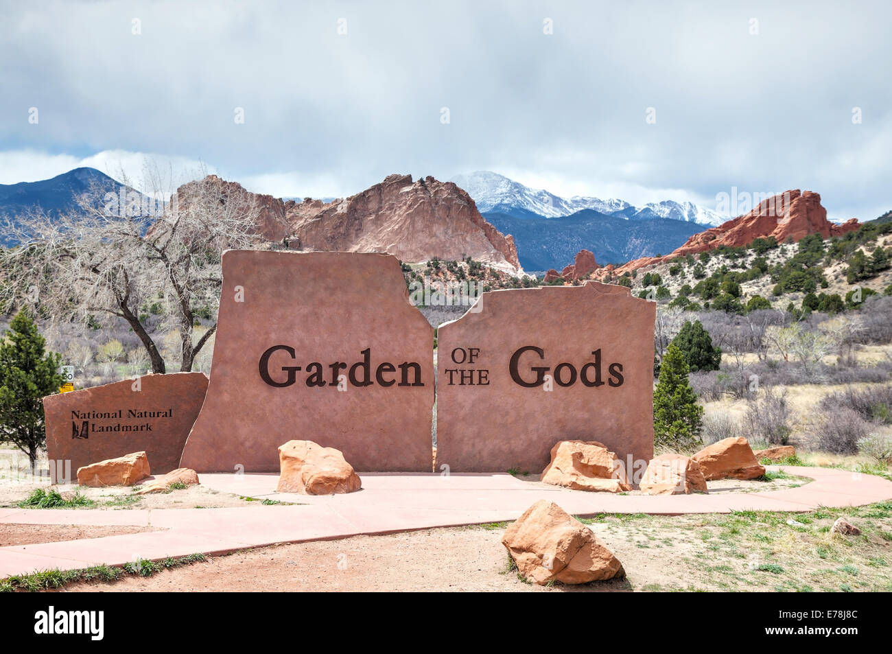 Garden of the Gods sign in Colorado Springs, Colorado Stock Photo