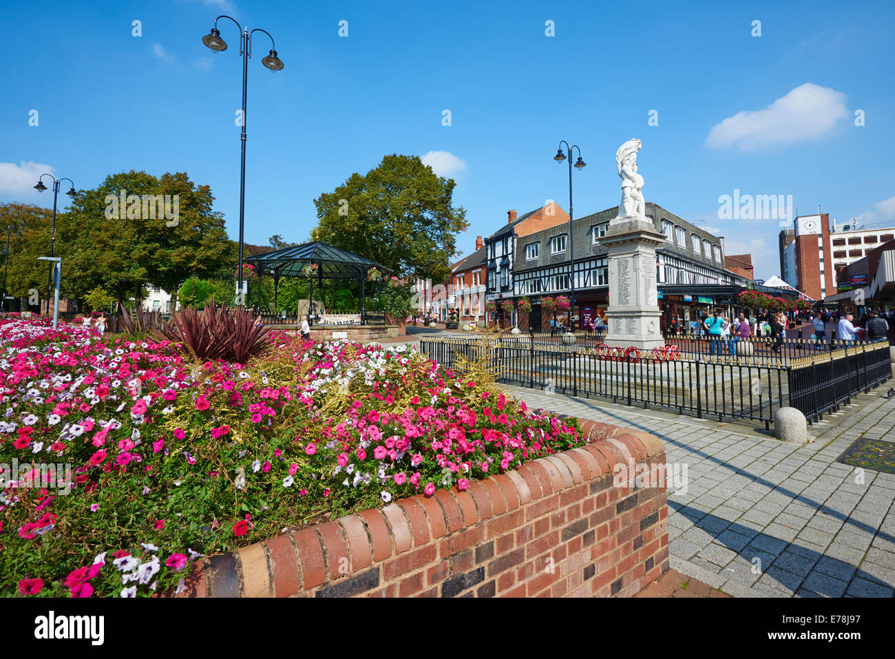 Market Place With The War Memorial To The Right Cannock Staffordshire UK Stock Photo