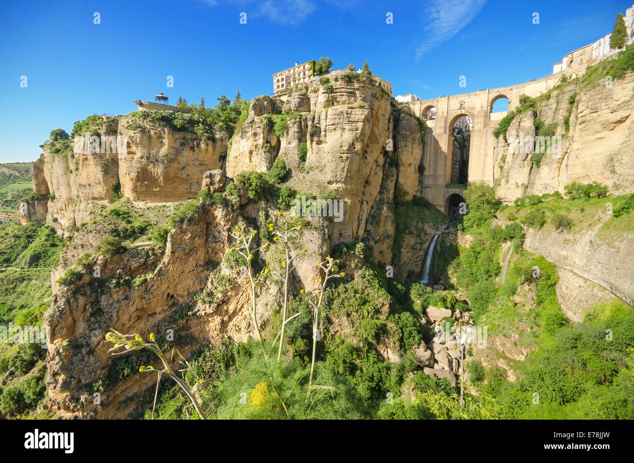 Ronda bridge and canyon, Ronda, Malaga, Andalusia, Spain. Stock Photo