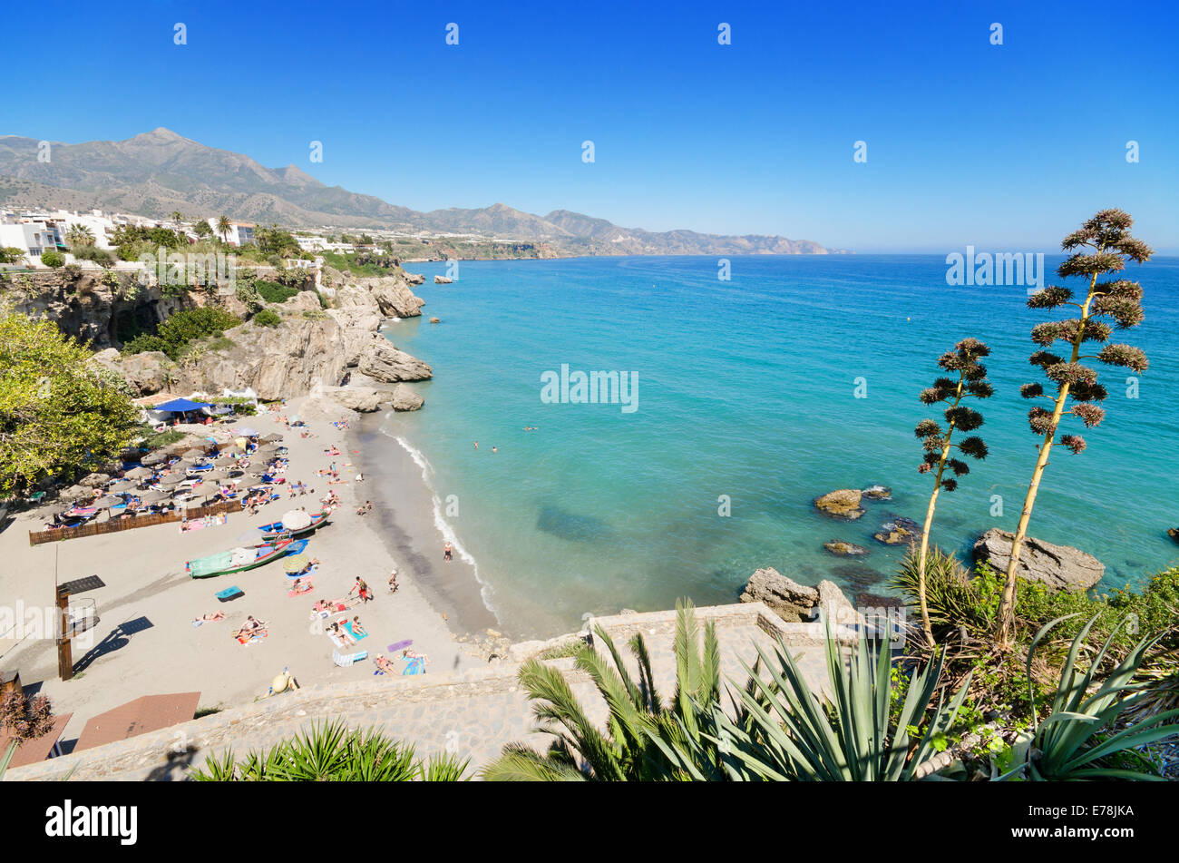 Nerja Beach Famous Touristic Town In Costa Del Sol Malaga Andalusia 