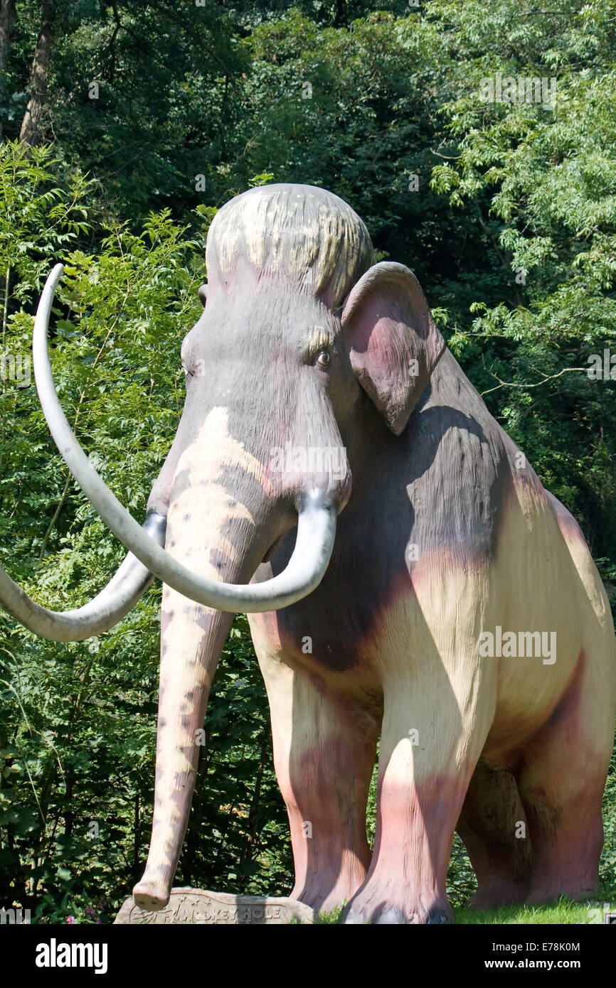 Model of a Mammoth at Wookey Hole caves tourist attraction,Somerset,UK Stock Photo