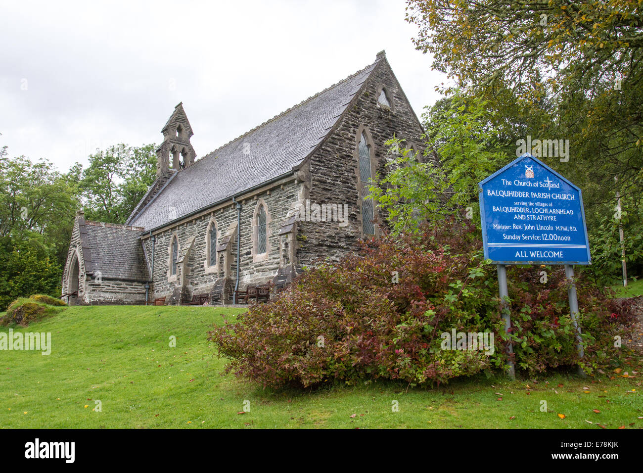 Rob Roy's Grave in the hamlet of Balquhidder above Loch Voil in Loch Lomond and The Trossachs National Park nr Glasgow Scotland Stock Photo