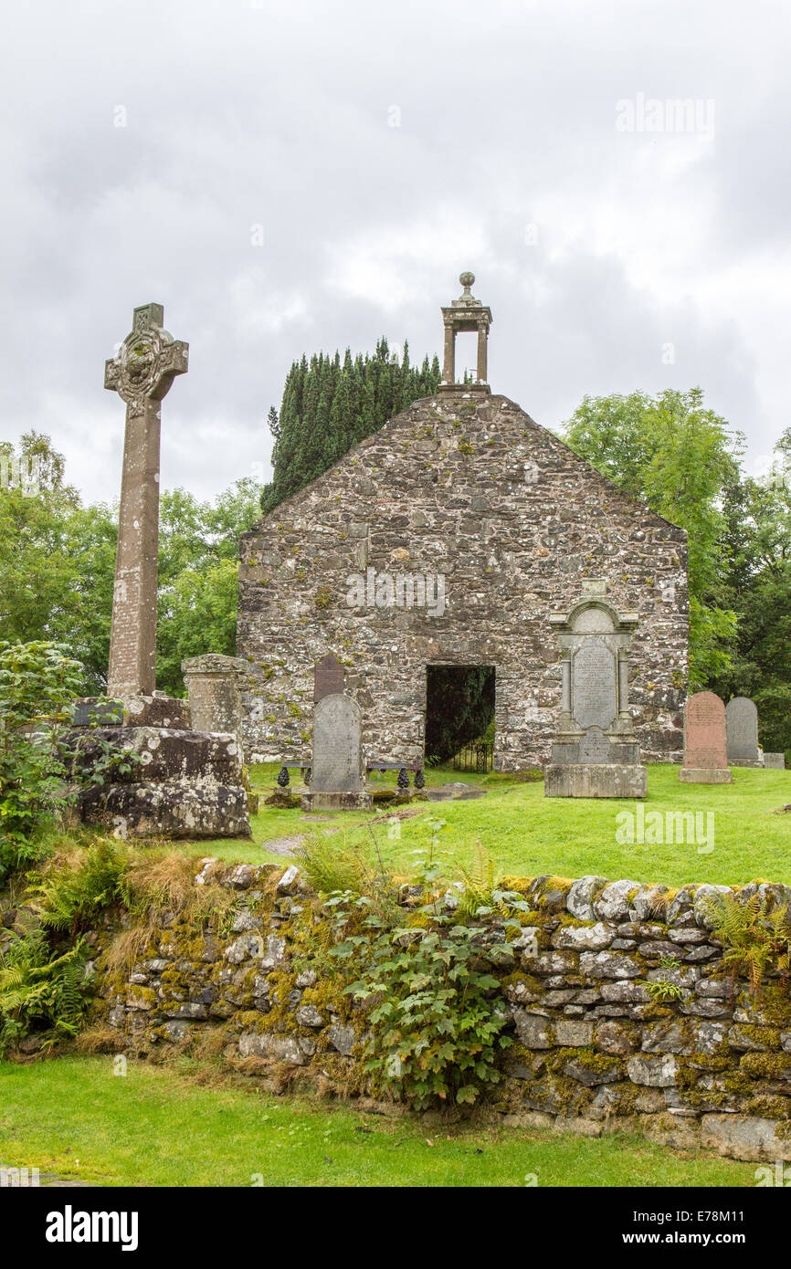 Rob Roy's Grave in the hamlet of Balquhidder above Loch Voil in Loch Lomond and The Trossachs National Park nr Glasgow Scotland Stock Photo