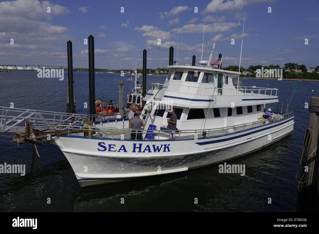 The Sea Hawk, moored at Perth Amboy, New Jersey, is a fishing and party boat Stock Photo