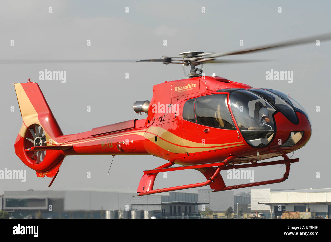 Eurocopter EC130B4 helicopter landing at Moorabbin Airport, Melbourne, Australia Stock Photo