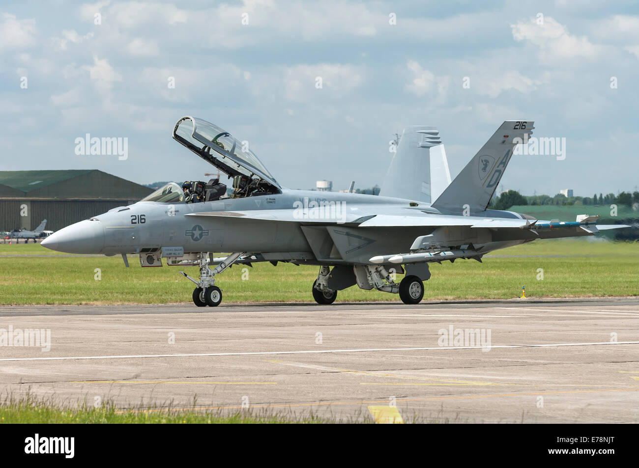 Boeing F/A-18F Super Hornet of the US Navy taxis Stock Photo