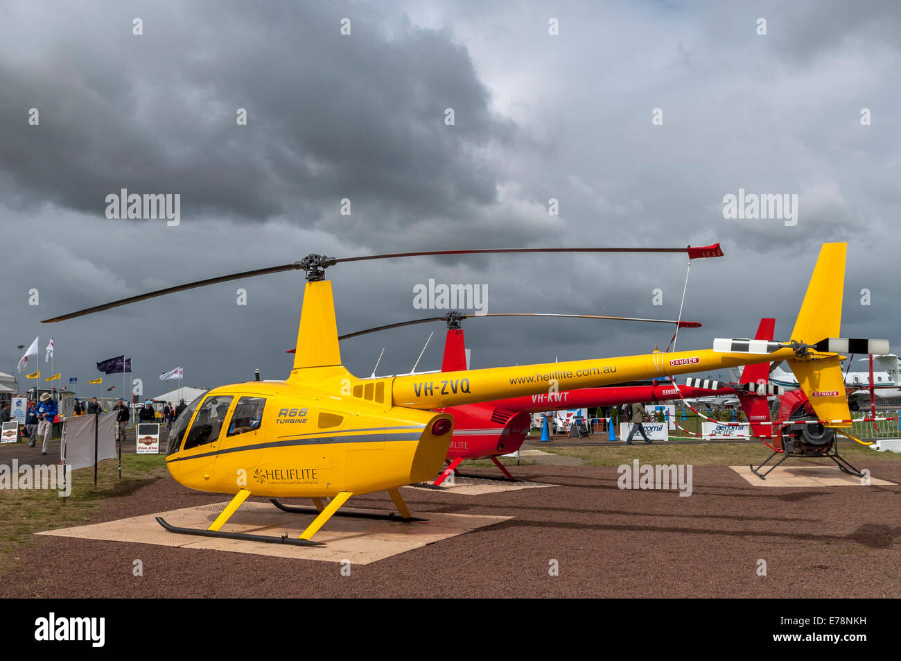 Robinson R66 helicopter at Avalon Air Show, Victoria, Australia Stock