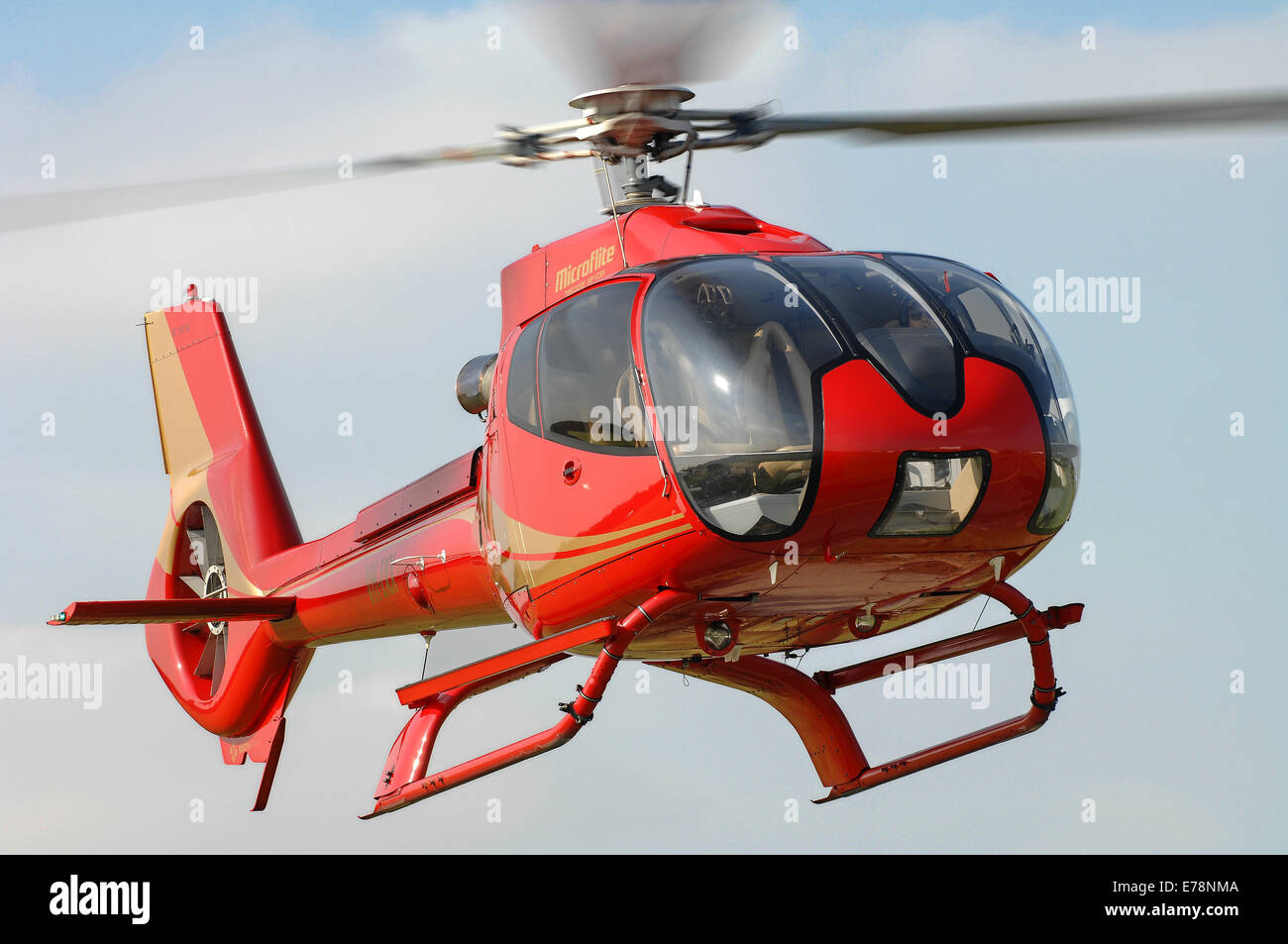 Eurocopter EC130B4 helicopter landing at Moorabbin Airport, Melbourne