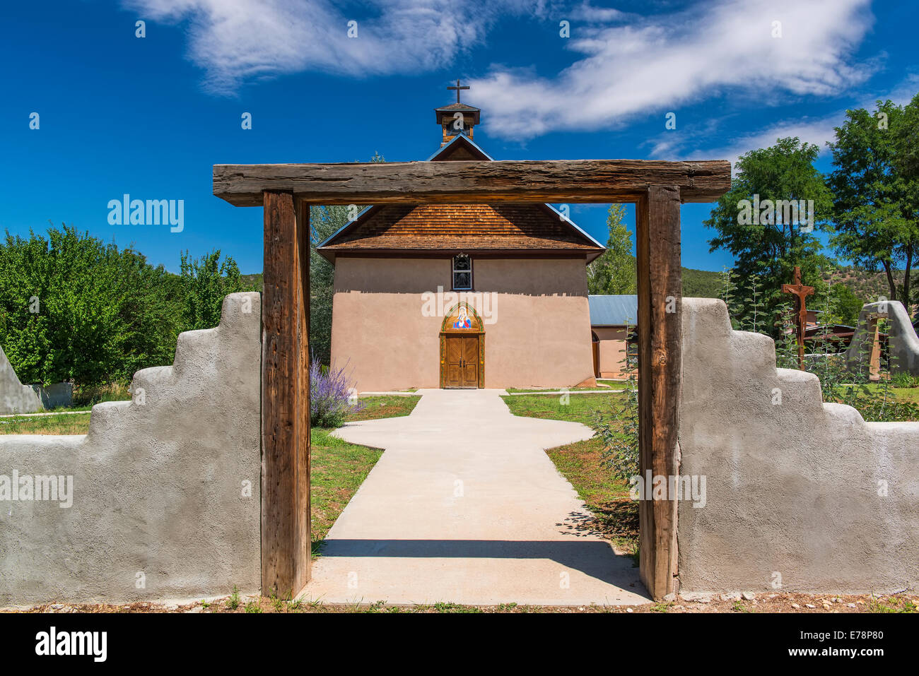 Our Lady of Sorrows Catholic Church; Arroyo Hondo, New Mexico, United States of America Stock Photo