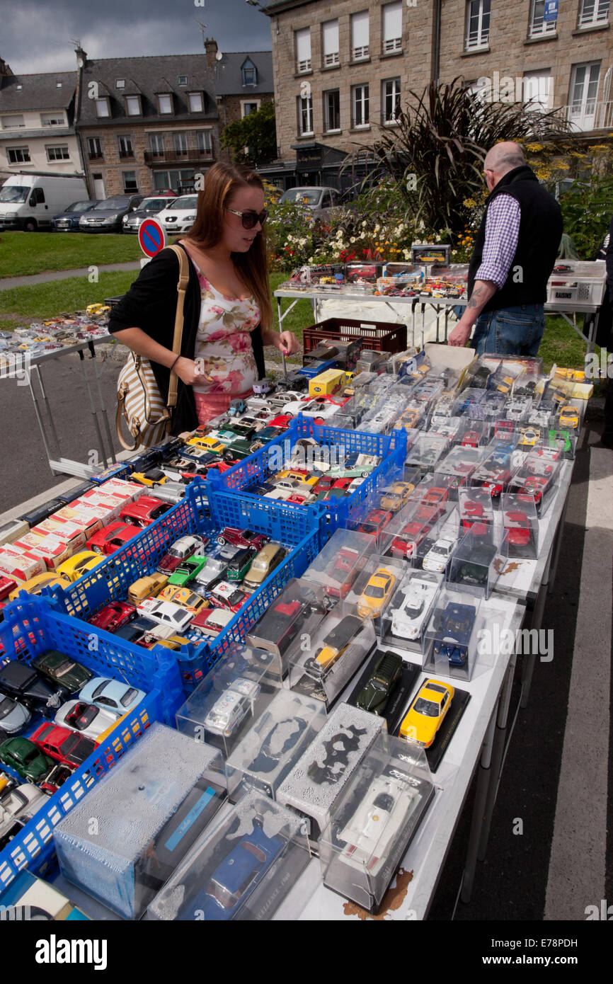 Street antique market, St Malo, Brittany, France Stock Photo Alamy