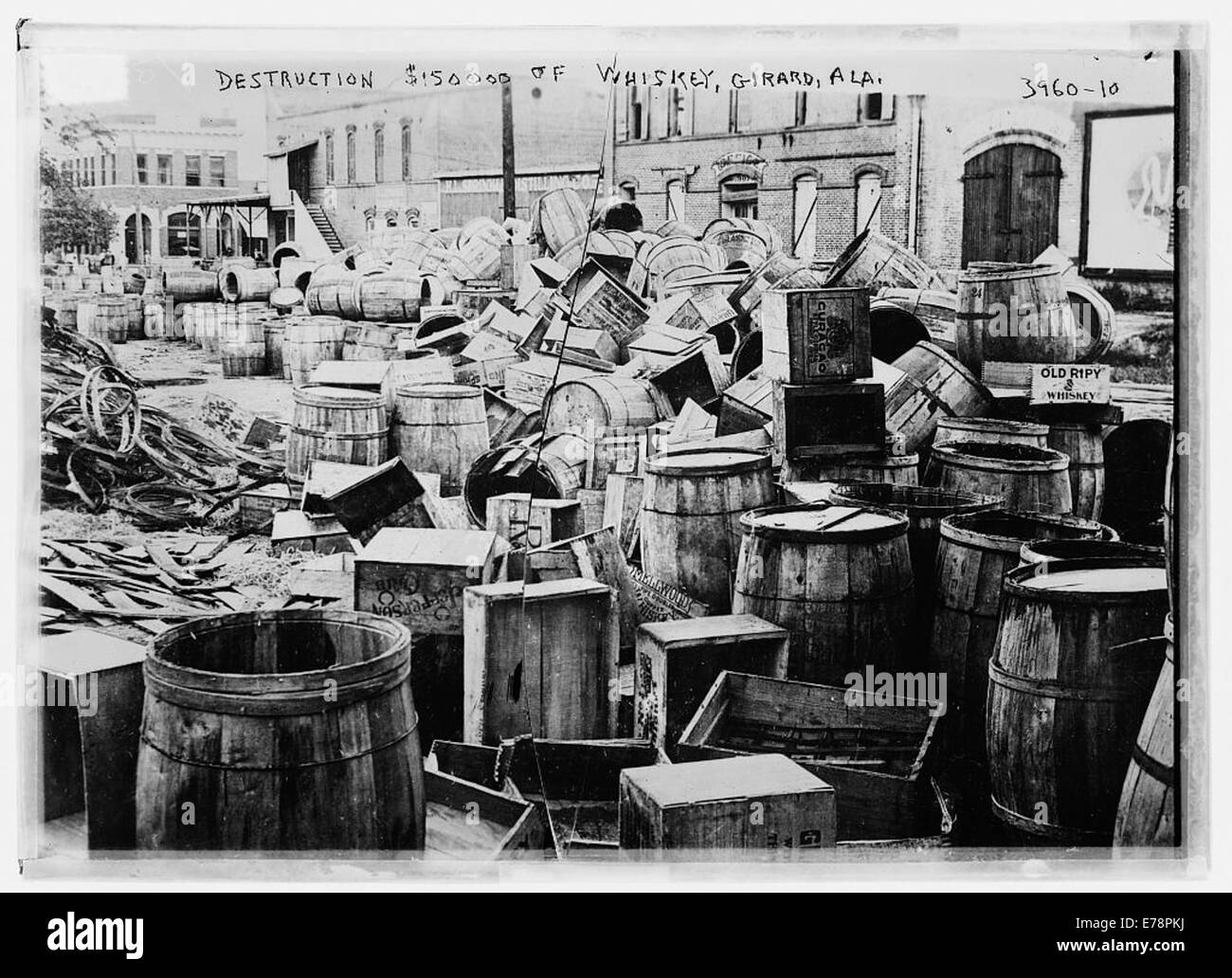 Destruction $150,00000 of whiskey, Girard, Stock Photo