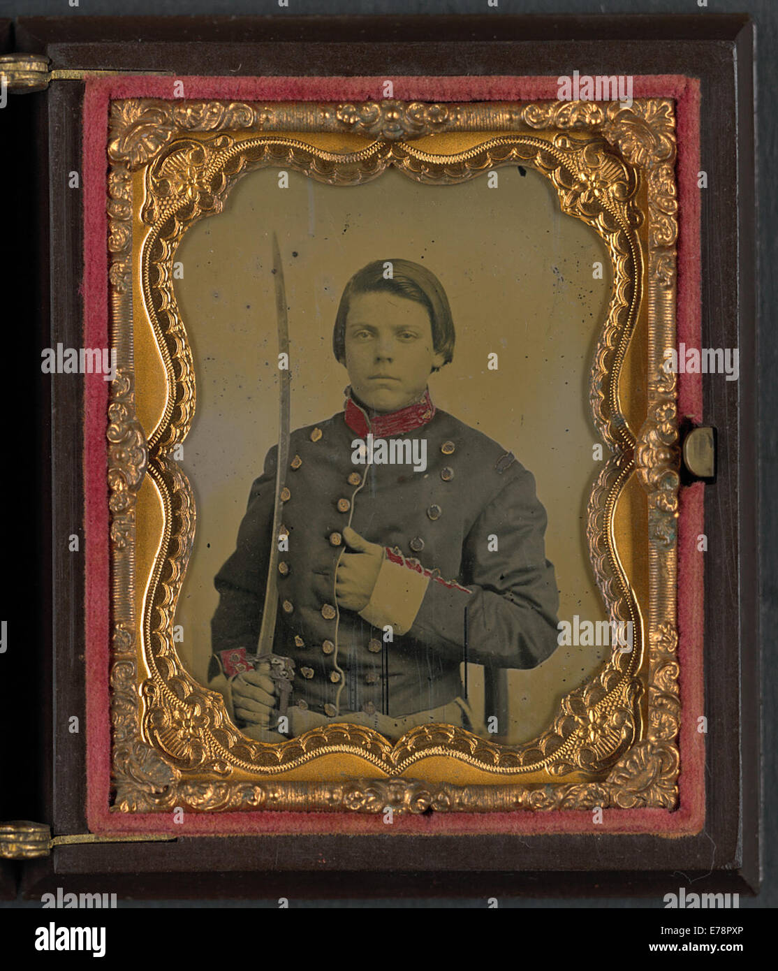 [Unidentified young soldier in Confederate uniform with saber] Stock Photo