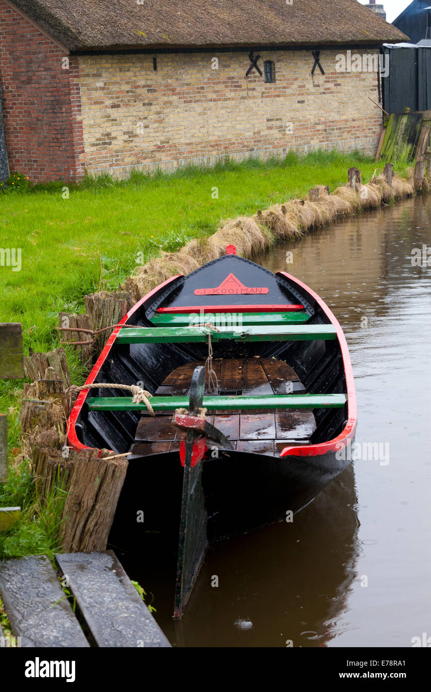 Boat on a Canal, Zuidersee Museum, Enkhuizen, North Holland, Netherlands Stock Photo