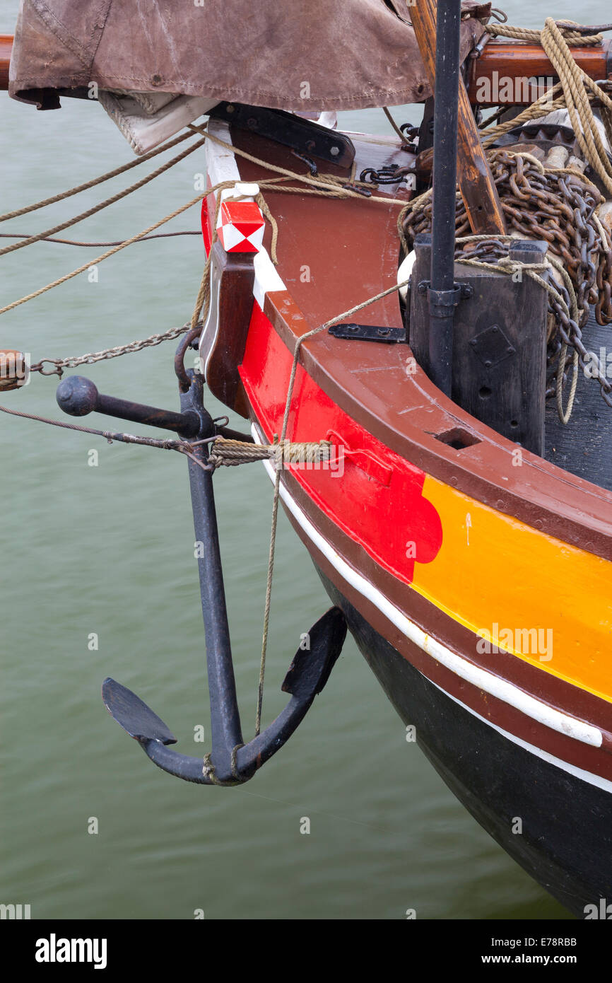 Anchor attached to a Boat, Zuidersee Museum, Enkhuizen, North Holland, Netherlands Stock Photo