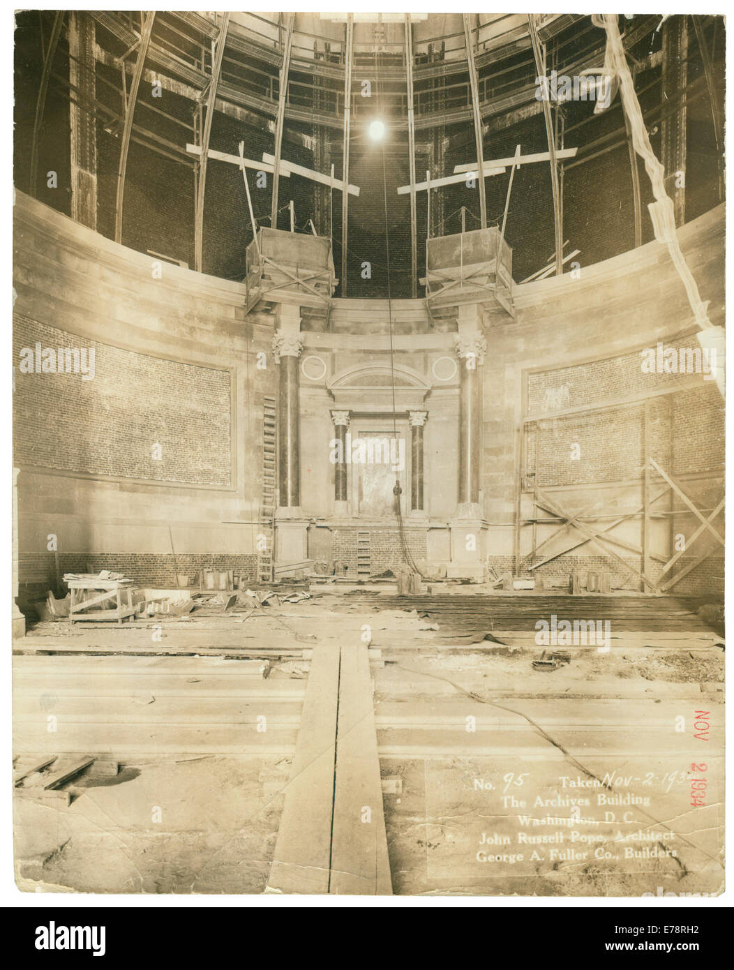 Photograph of the National Archives Building Being Constructed, Stock Photo