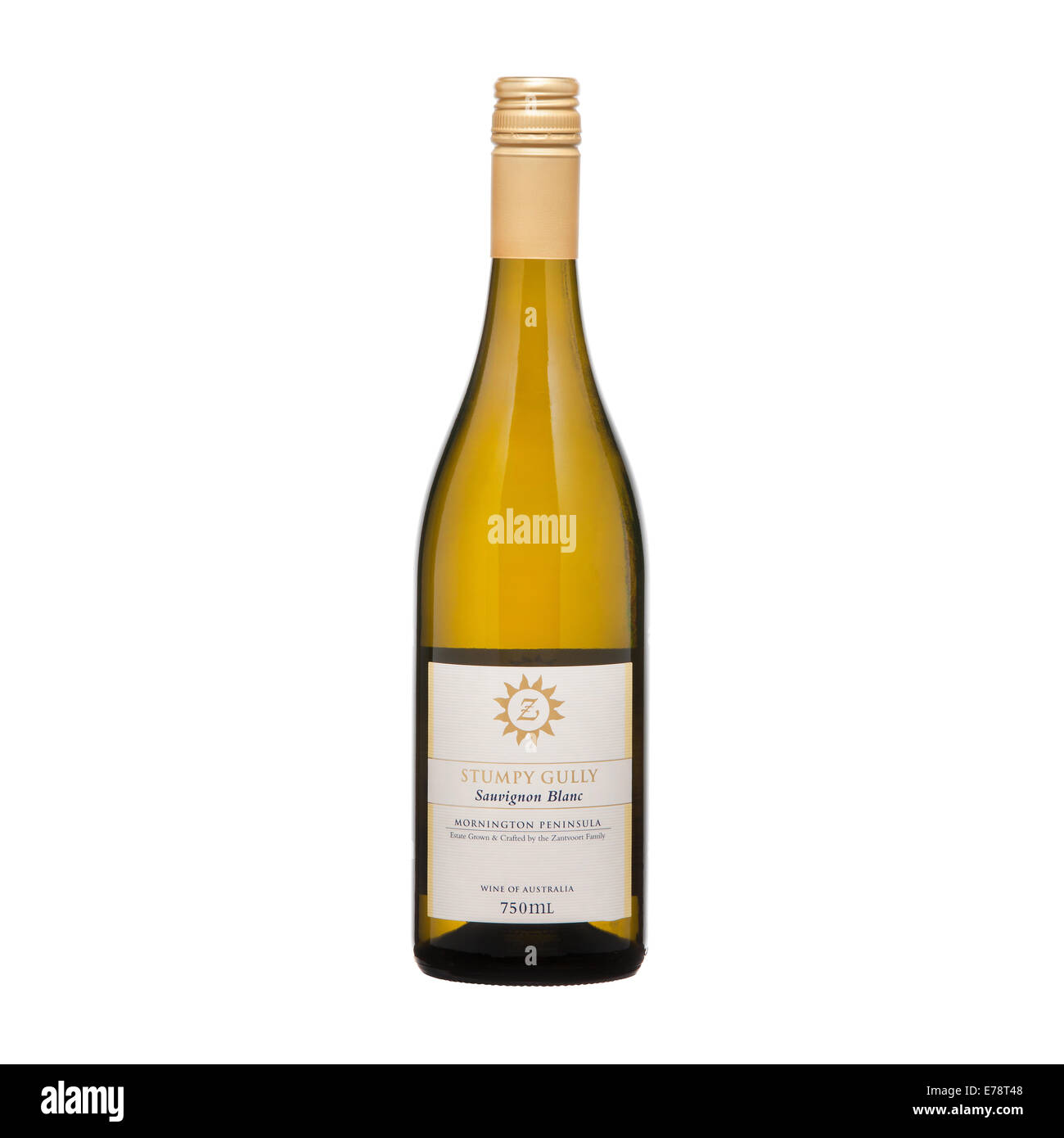 White wine bottle isolated on white background product Australian wines