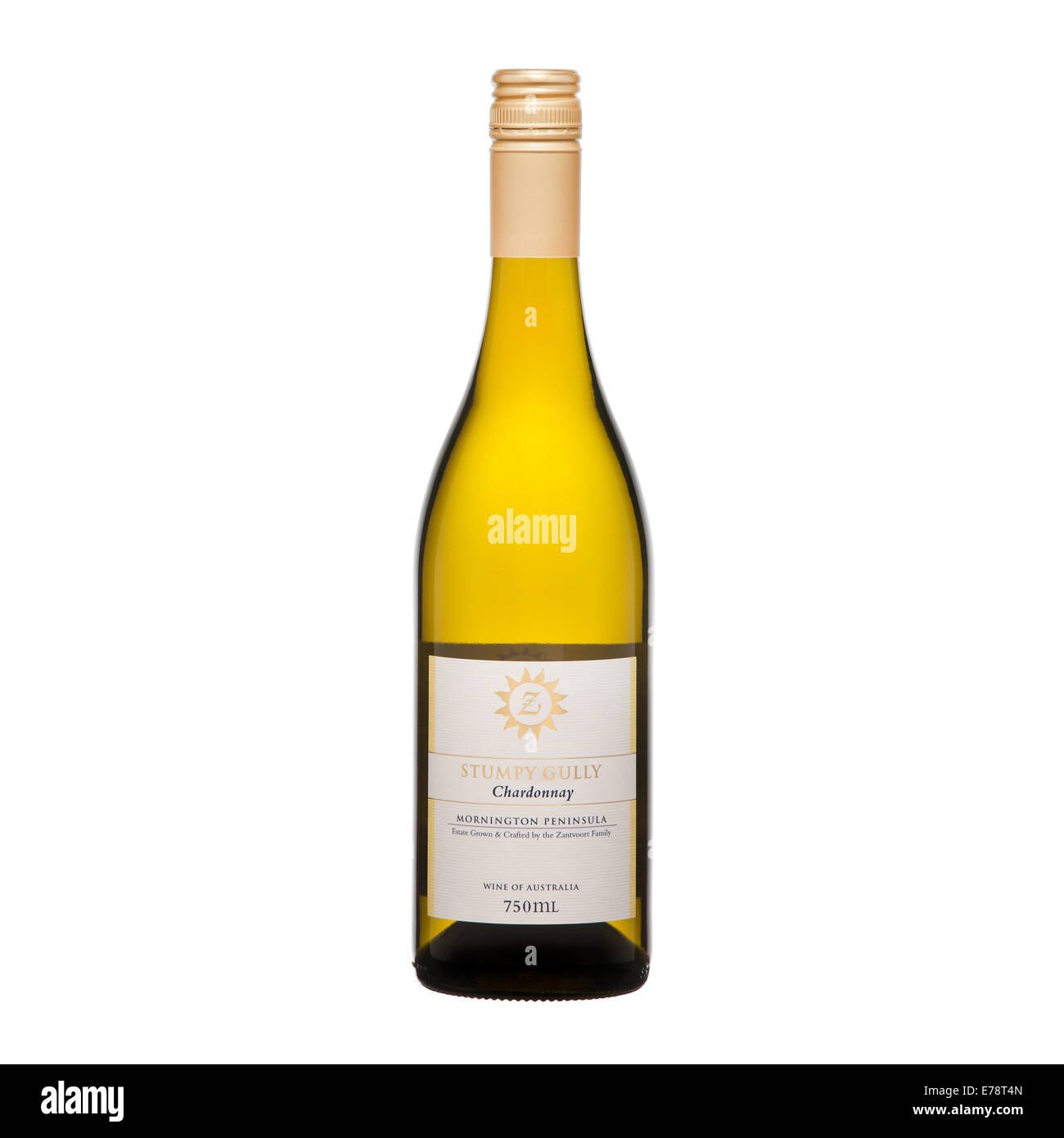 White wine bottle isolated on white background product Australian wines