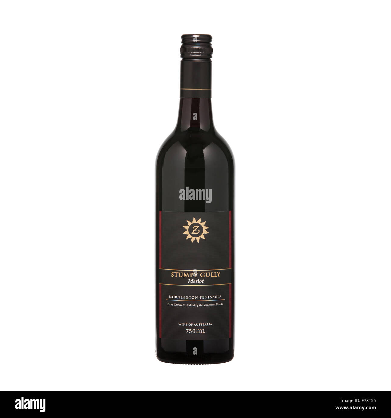 Red wine bottle isolated on white background product Australian wines