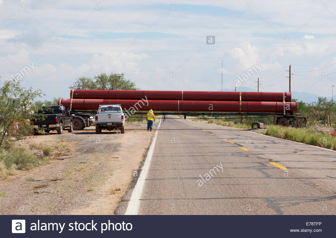 Truck hauling steel pipe for natural gas pipeline Arizona 3 foot 0 9