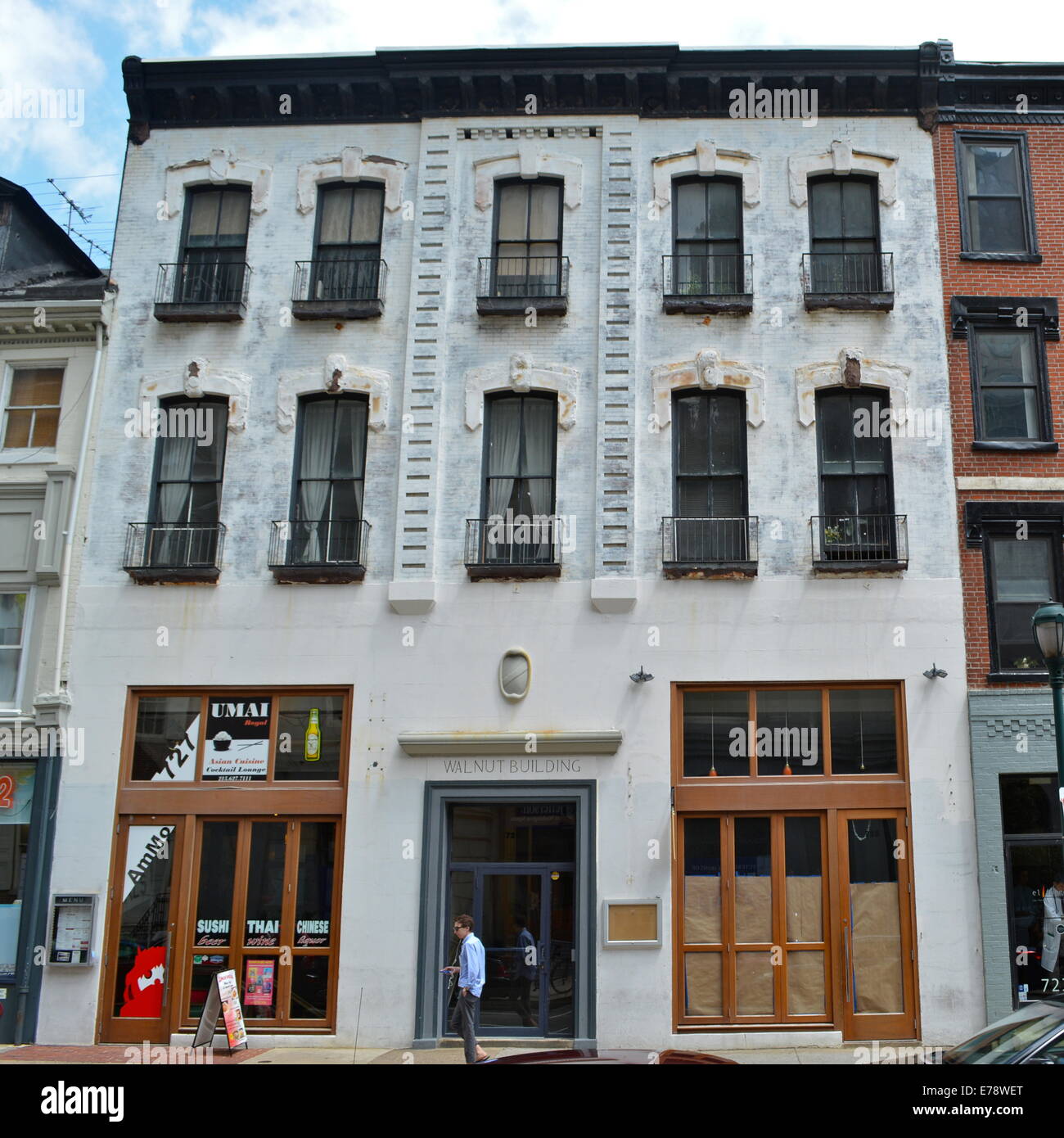 Building on Walnut Street in Philadelphia, Pennsylvania. Walnut runs