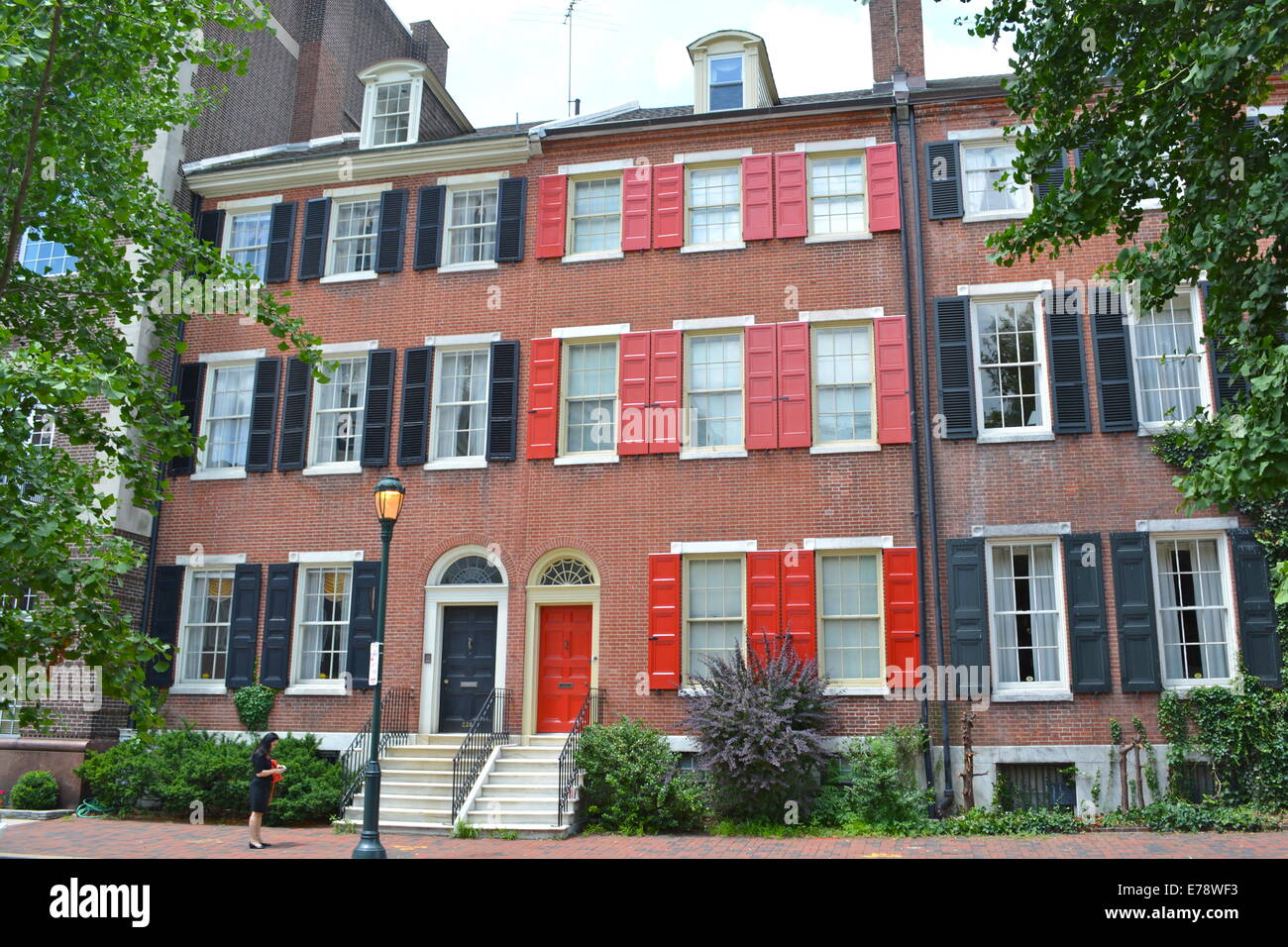 Building in the Society Hill or Old Town neighborhoods of Philadelphia, not far from Independence Hall Stock Photo