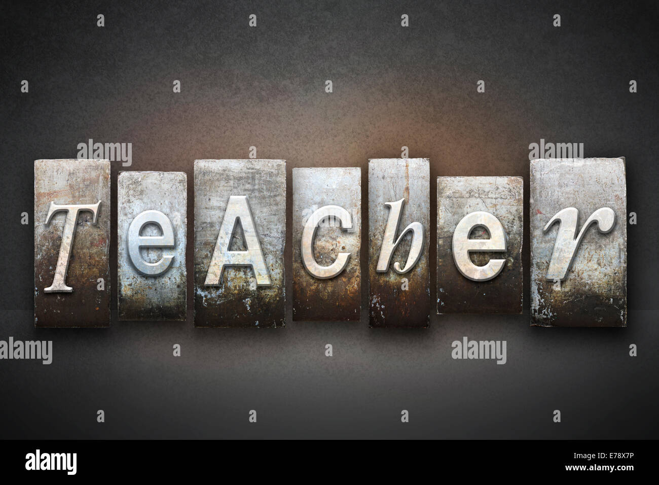 The word TEACHER written in vintage letterpress type Stock Photo Alamy