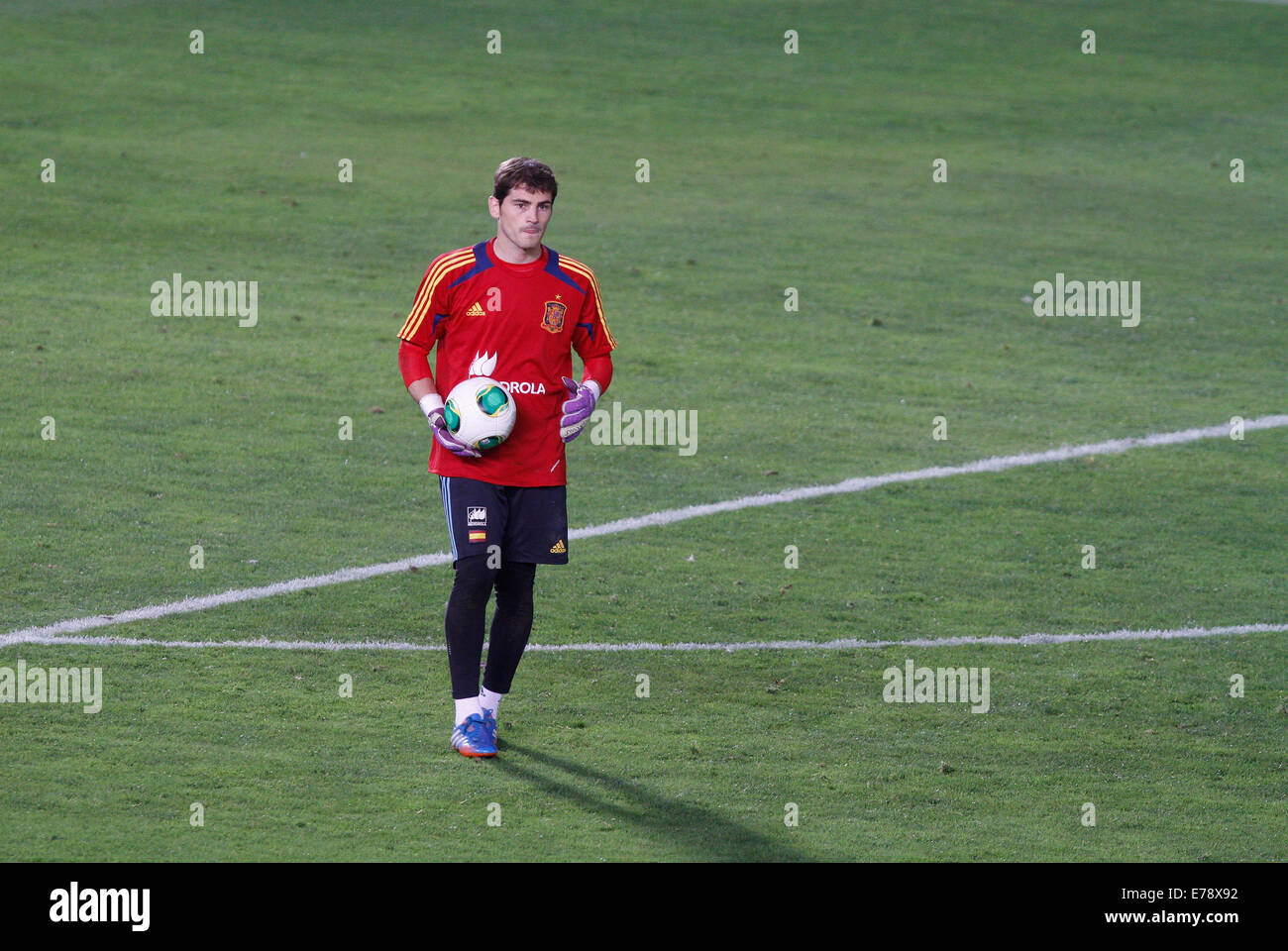 Spains soccer national team goalkeeper Iker Casillas seen during a training session in Mallorca. Stock Photo