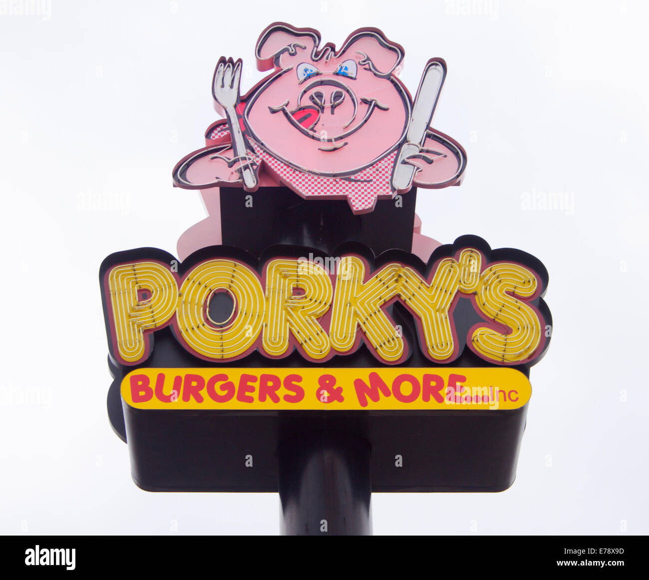 Porkys Burgers and More sign in San Antonio Texas Stock Photo