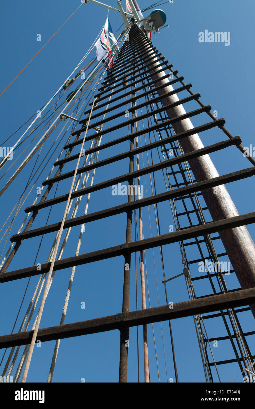 Tall ships mast and rope ladders at the 30th Annual Toshiba Tall Ships Festival in Dana Point Harbor California Stock Photo