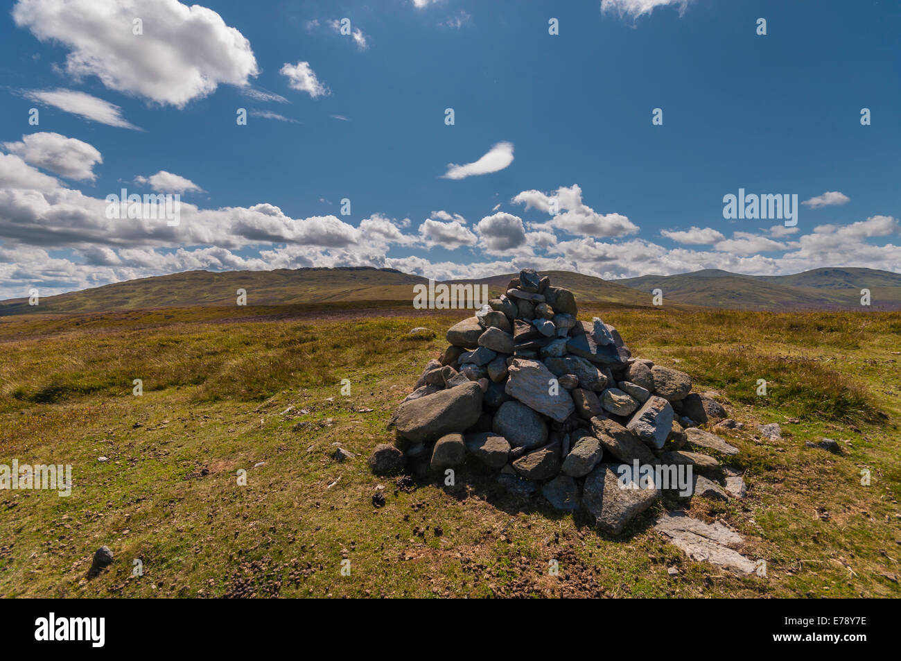 North Wales uplands above Penmaenmawr  near the Druid's Circle looking towards Foel Lwyd ,Cefn Coch, Tal y Fan from Moelfre Stock Photo