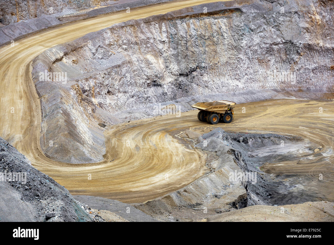 Mining, rock is being removed by a truck, Yanacocha Gold Mine, Cajamarca, Cajamarca region, Peru Stock Photo