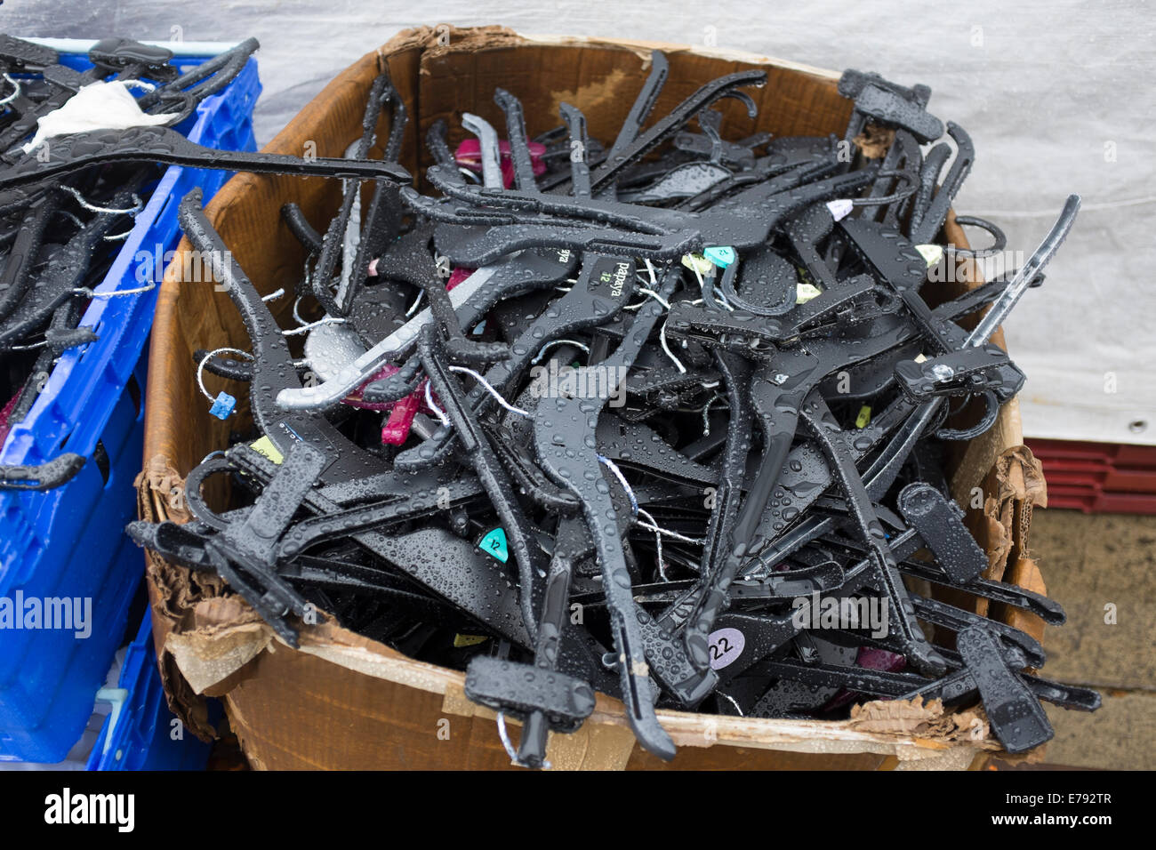 Wet Raining Coat Hangers Plastic Recycle Recycling Stock Photo Alamy