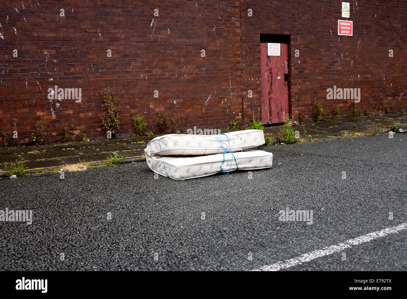 Fly Tipping Dumped Mattress Street Rubbish Illegal Stock Photo