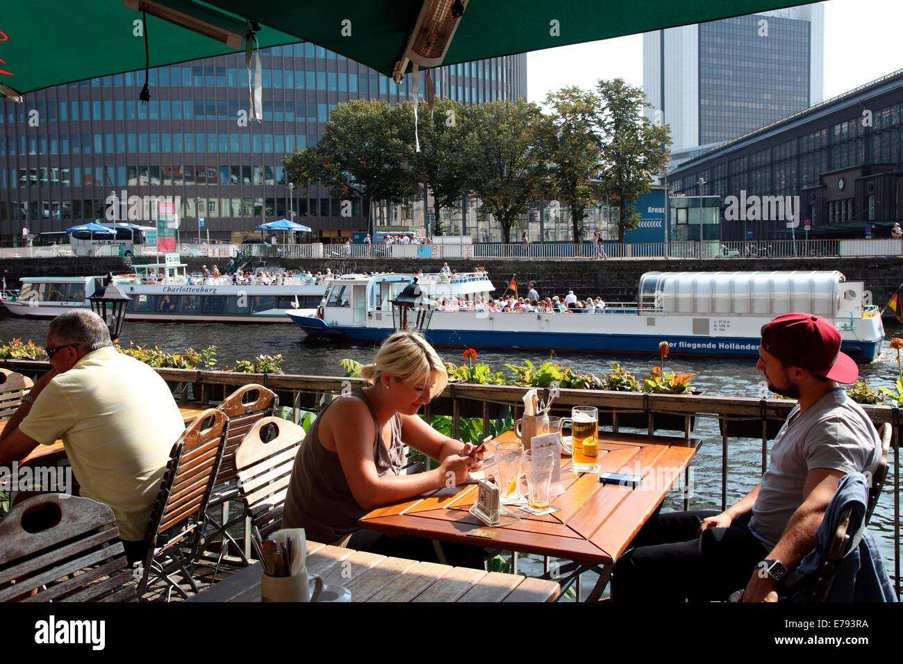 Brechts Cafe on the River Spree in Berlin. Stock Photo