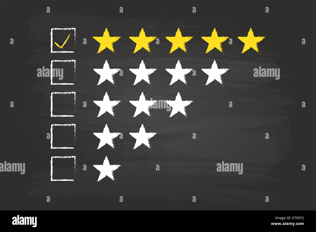 Five Star Checklist Rating On Blackboard Stock Photo Alamy