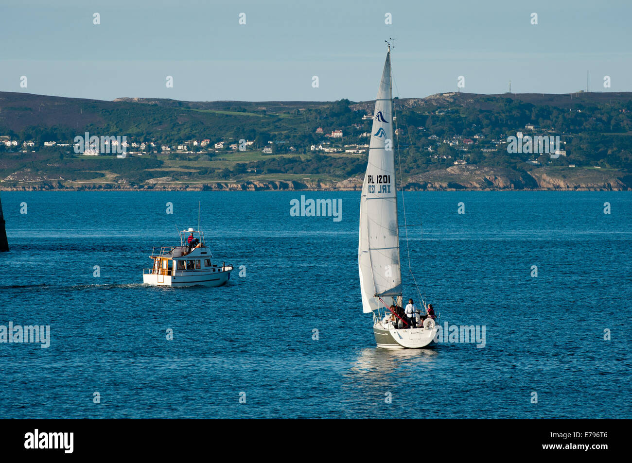 Sailing Yacht from Dun Laoghaire Harbour in Dublin Bay with Howth Head