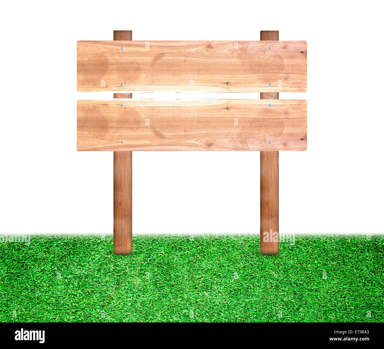 Wooden sign isolated on a white background and lawns Stock Photo - Alamy