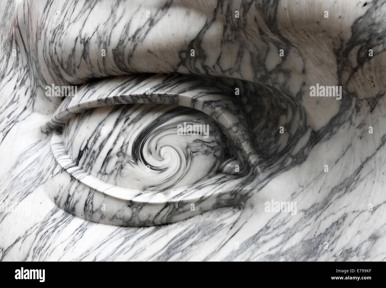 A close up of the Marble Eye sculpture by Anne and Patrick Poirier situated at the Hay Hill in Norwich, Norfolk, England. Stock Photo
