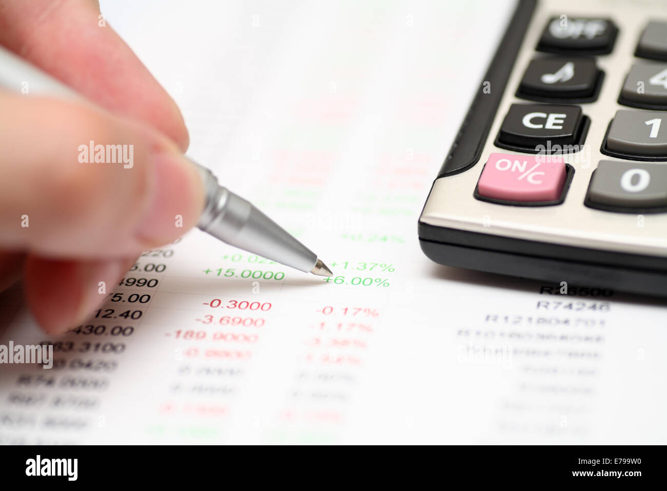 Analysis of financial statements. Close-up. Stock Photo