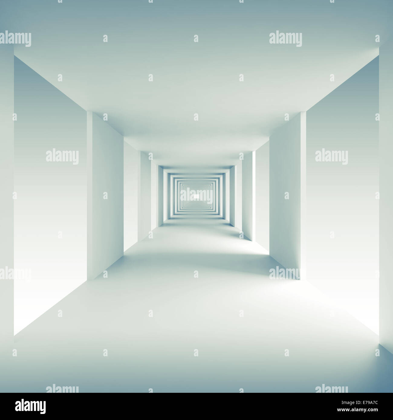 Abstract architecture 3d background, empty corridor perspective Stock Photo