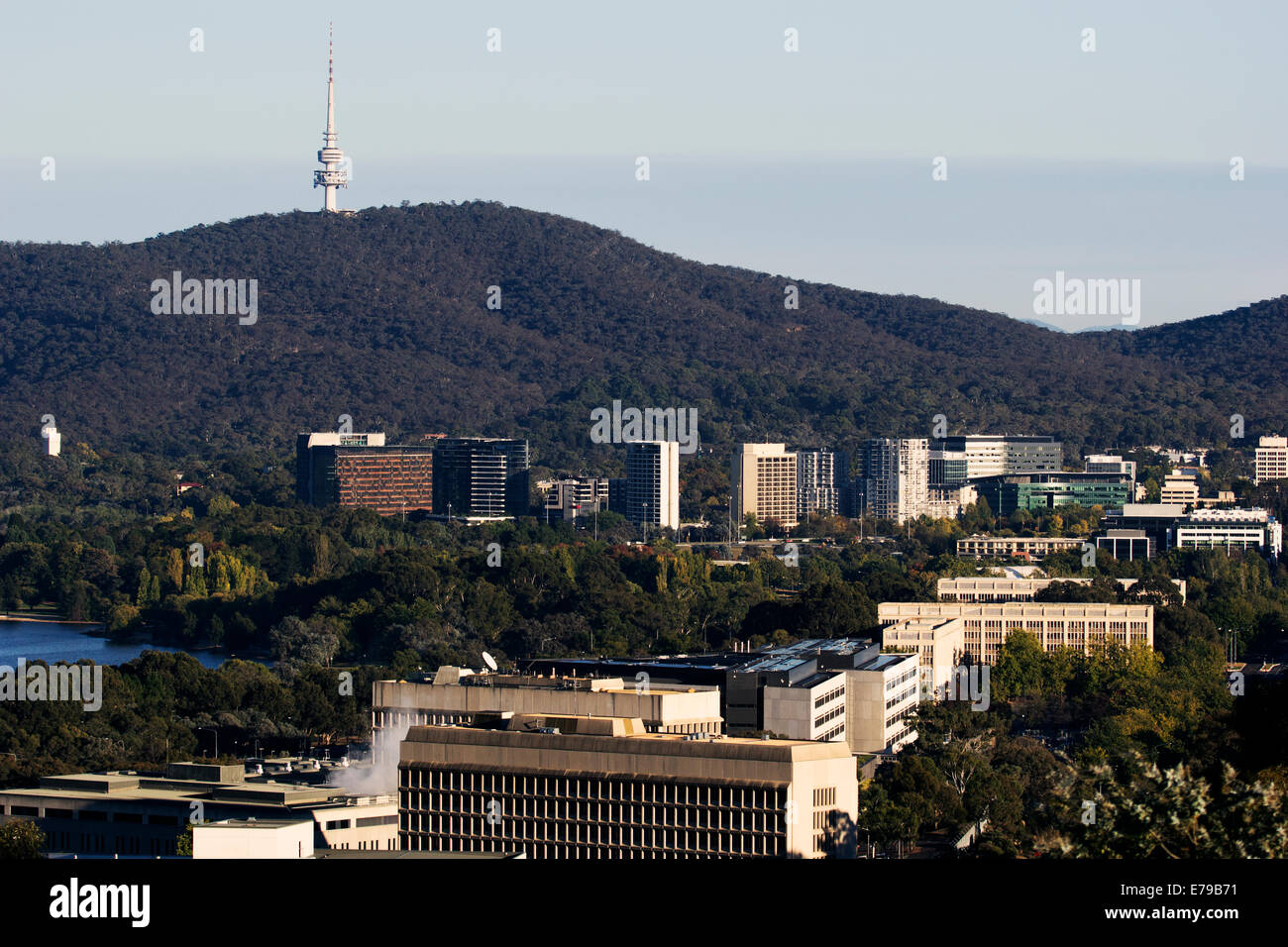 Downtown of Canberra with Telstra Tower. Canberra, Australia. Stock Photo