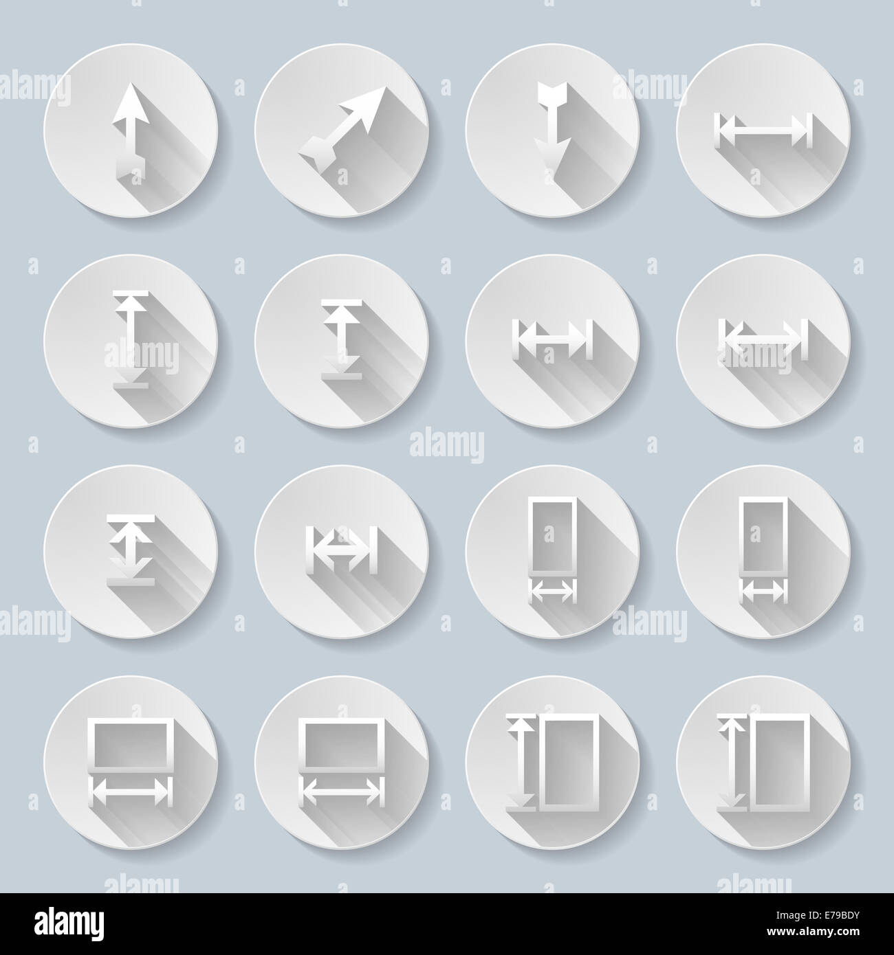 Set of flat round icons  with arrows on  gray background Stock Photo